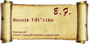 Bozsik Füzike névjegykártya
